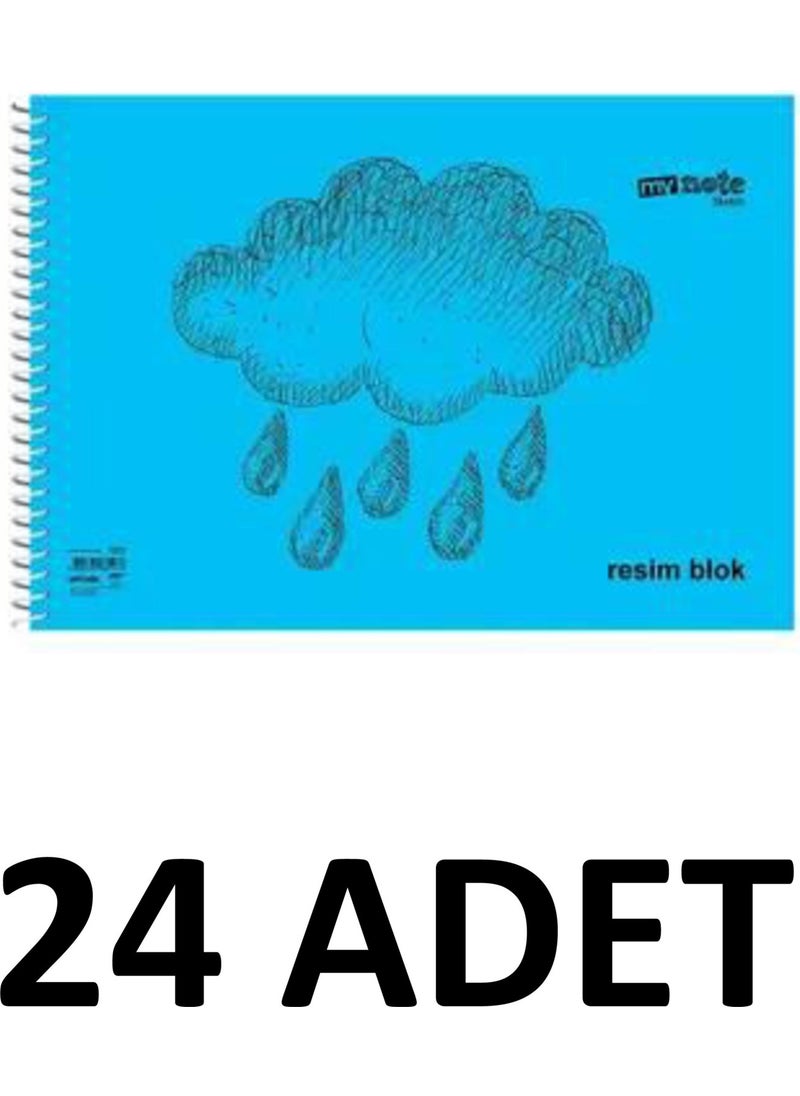 Mynote 24 Pieces Large Size 35X50 cm Drawing Book 30 Sheets Plastic Cover Spiral Mixed Color  - Image 1