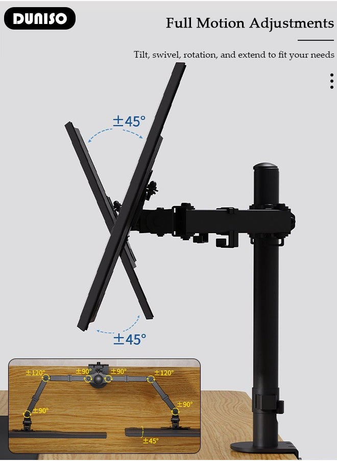 Dual Monitor Desk Mount, Heavy Duty Fully Adjustable Steel Stand, Dual Monitor Arm for Desk, Fits Two Screens up to 13-27 inch, Computer Monitor Stand with VESA Mount, Holds up to 8KG Arm