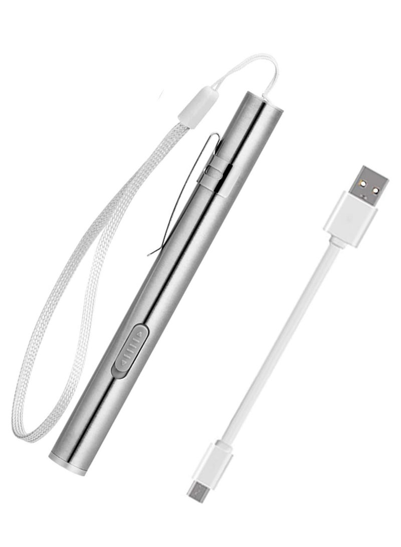 USB Mini LED Flashlight Small Pen Light with Stainless Steel Clip for Home and Outdoor Activities - Image 1