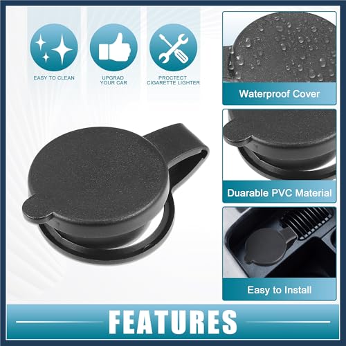INFINAUTO Cigarette Lighter Plug Cover Dustproof Cigarette Lighter Socket Cover Cap Universal for Car Truck SUV with 12V Accessory Plug Black (Set of 5) Replacement Car Parts Stylish Design - Image 4