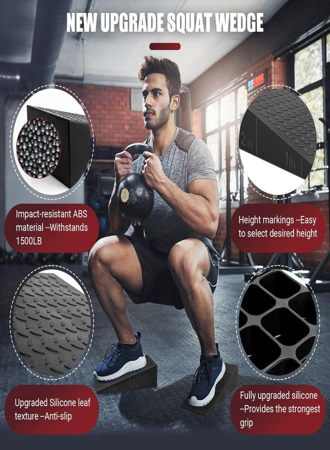 ODCPN Squat Wedge Block, 2 Pcs Non-slip Heel Elevated Squat Wedge for Weightlifting Workout with Storage & Training Poster, Slant Board for Squats to Improve Squat Mobility Balance & Strength Performance - Image 2