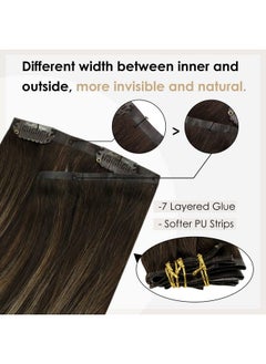 Full Shine Hair Extensions Clip In Human Hair Balayage Clip In Hair Extensions 12Inch Dark Brown Fading To Ash Brown Highlight Dark Brown Clip In Extensions 8 Pieces 80 Gram Hair Extensions Clip In  - Image 5
