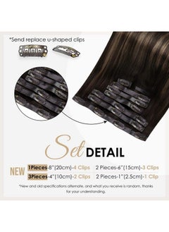 Full Shine Hair Extensions Clip In Human Hair Balayage Clip In Hair Extensions 12Inch Dark Brown Fading To Ash Brown Highlight Dark Brown Clip In Extensions 8 Pieces 80 Gram Hair Extensions Clip In  - Image 4