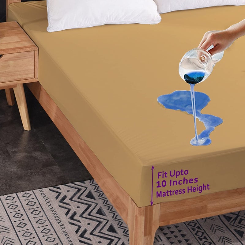 CHICERY Ultar Soft Water Proof Dustproof Terry Cotton Mattress Protector Single Size Beige Single36X78 - Image 2