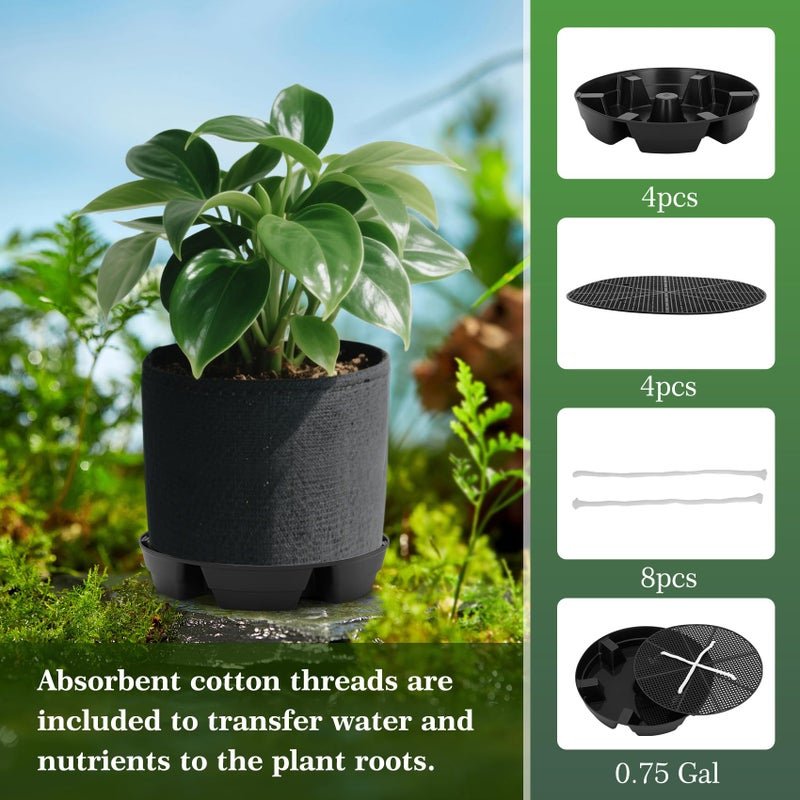P Polerden 4-Pack Self Watering Fabric Pot Base, Auto Pots Fit for 5 Gallon Grow Bags, Auto-Irrigation Water Delivery System , Auto Watering Plant Saucer for Fabric Planters 3 Year Warranty (Capacity Upgrade) - Image 3
