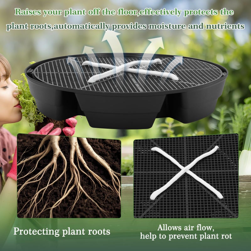 P Polerden 4-Pack Self Watering Fabric Pot Base, Auto Pots Fit for 5 Gallon Grow Bags, Auto-Irrigation Water Delivery System , Auto Watering Plant Saucer for Fabric Planters 3 Year Warranty (Capacity Upgrade) - Image 2