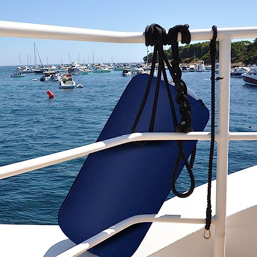 Woanger 4 Packs Boat Fender Cover 10" x 26" Fleece Marine Bumper Covers for Center Rope Tube Style Fenders (Boat Fender Not Included) (Navy Blue) - Image 2