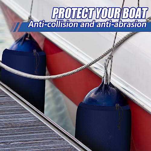 Woanger 4 Packs Boat Fender Cover 10" x 26" Fleece Marine Bumper Covers for Center Rope Tube Style Fenders (Boat Fender Not Included) (Navy Blue) - Image 4