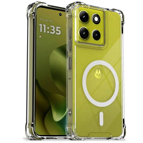 Pikkme Back Cover for Motorola Moto G86 Power 5G Mag-Safe Shockproof PC + TPU Protective Case Magnetic Support Bumper Case (Transparent Mag-Safe) - Image 1