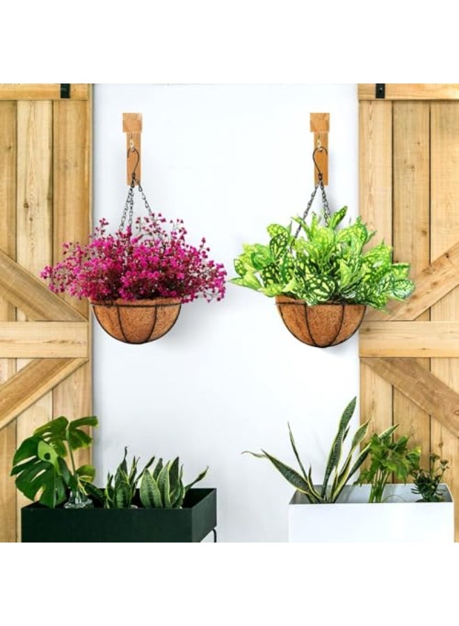 2PCS Wooden Wall Hooks, Plant Hangers Indoor, 6 Inch Wall Mounted Hanging Plant Hooks for Planters, Lanterns, Flower Bracket, Wind Chimes Burlywood Color - Image 3