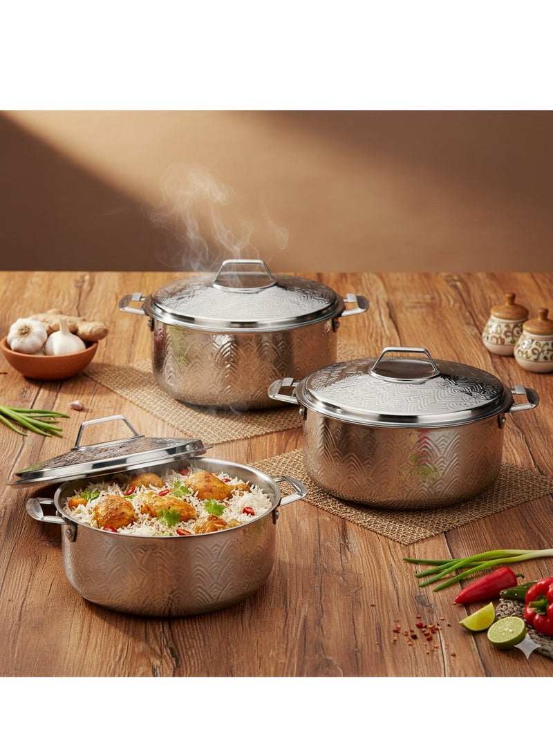 Maxima 3-Piece Stainless Steel Food Containers With Twist-Lock Lid  ( 1/ 1.5 / 2.5 ) LITTER - Image 1