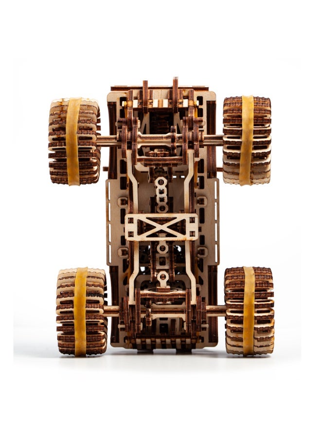 DROVO Wooden 3D Puzzle BigFoot with Spring Motor – Mechanical Off-Road Jeep Model Kit, Collectible DIY Toy with Suspension, Eco-Friendly Birch Plywood - Image 5