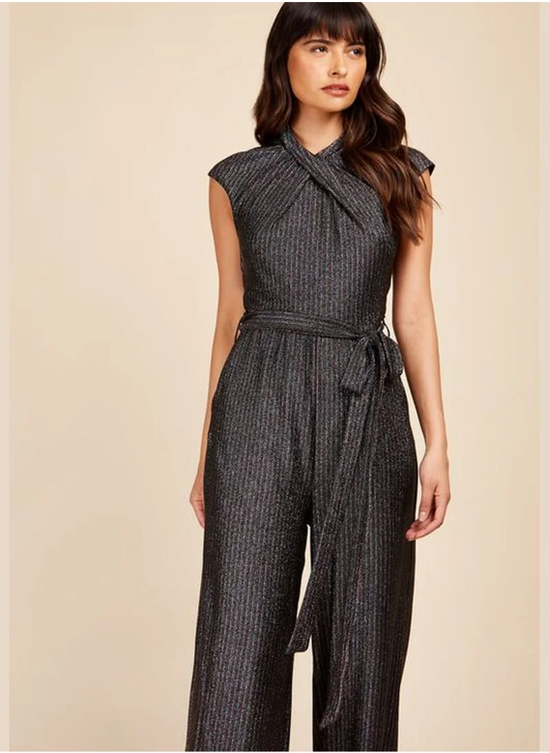 ليتل مسترس Little Mistress Black Metallic Jumpsuit