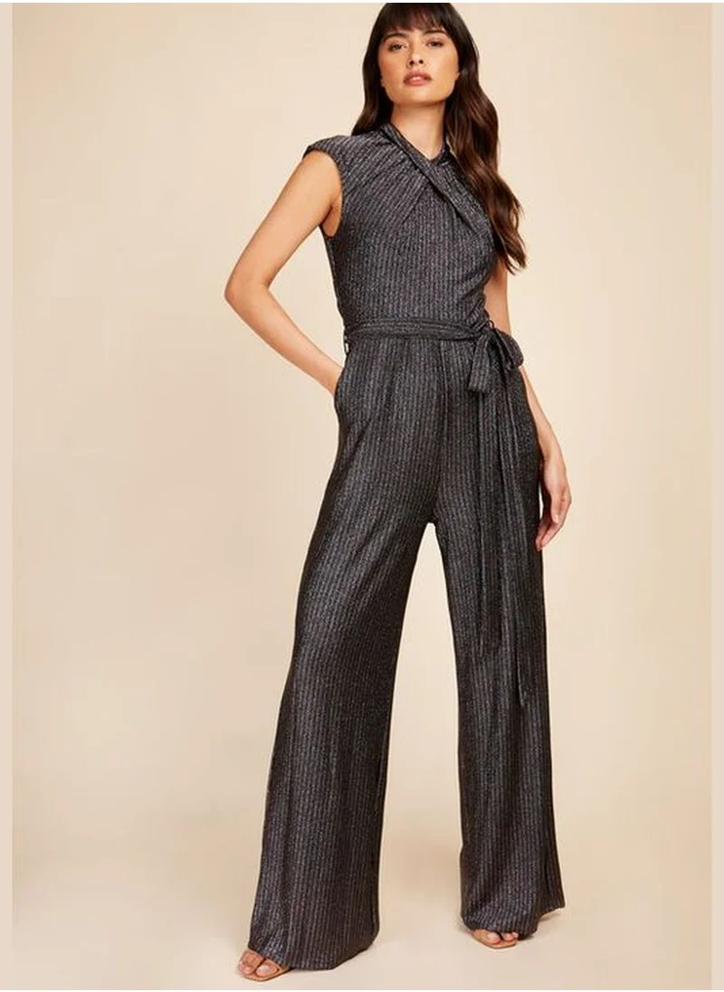 ليتل مسترس Little Mistress Black Metallic Jumpsuit