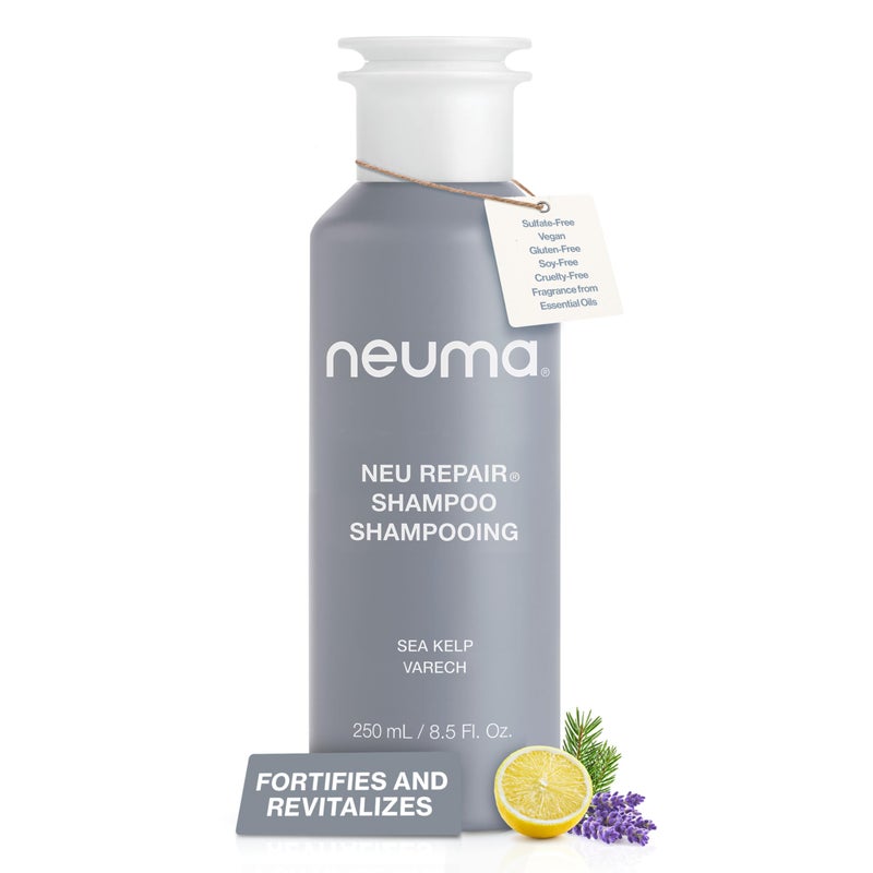 Neuma Neu Repair Shampoo 8.5 Fl. Oz. Sulfate Free Shampoo for Damaged Hair - Revitalizes, Cleanses, Fortifies, and Reduces Breakage, Lemon, Lavender & Fir Needle Scent - Image 1