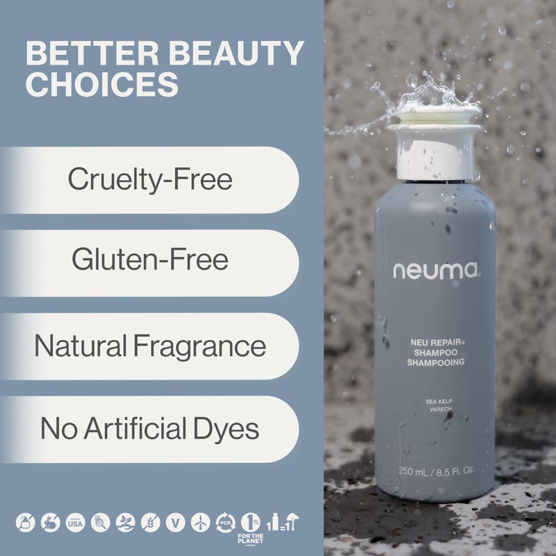 Neuma Neu Repair Shampoo 8.5 Fl. Oz. Sulfate Free Shampoo for Damaged Hair - Revitalizes, Cleanses, Fortifies, and Reduces Breakage, Lemon, Lavender & Fir Needle Scent - Image 3