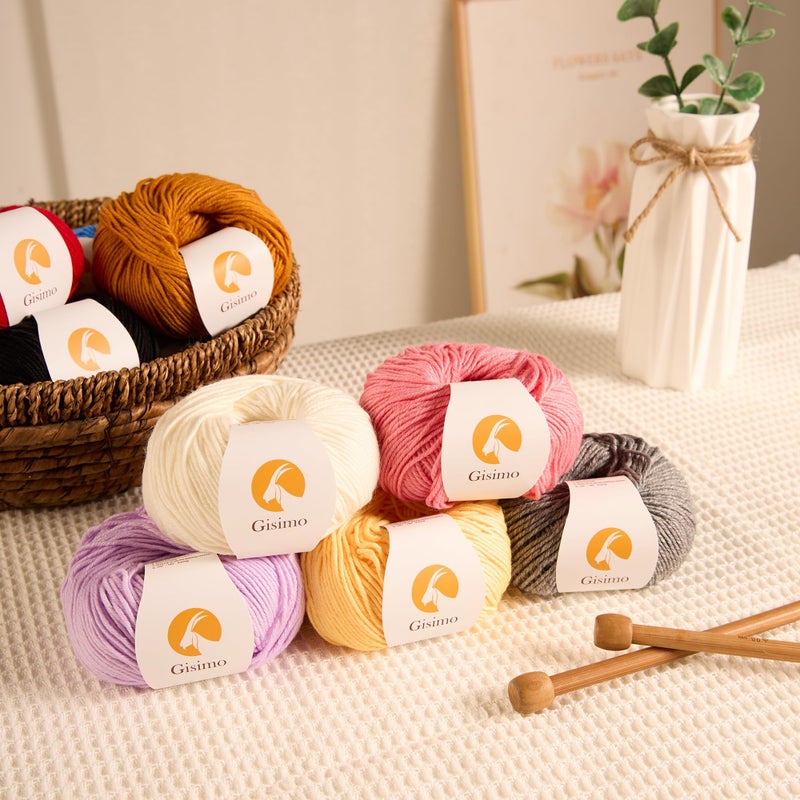 Gisimo 2 Balls Merino Wool Yarn, 12-Ply Luxurious and Soft Yarn for Hand Knitting & Crocheting, 1.76 OZ/50g, 120 yds/110 Metersï¼ˆWhite,2Ballsï¼‰ - Image 5