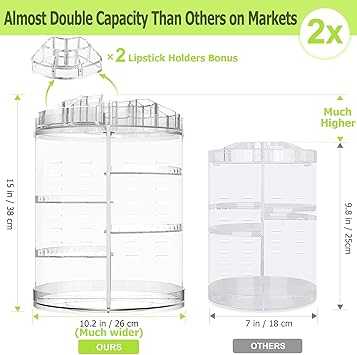 Boxalls Makeup Organiser Rotating Plus Size 8 Layer Large Capacity 360 Degree Cosmetics Organiser Spinning Stand Clear Skincare Makeup Carousel - Image 3