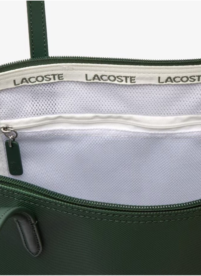 LACOSTE حقيبة يد نسائية ل12.12 مفهوم الموضة متعددة الاستخدامات بسعة كبيرة مع سحاب، حقيبة توت، حقيبة كتف كبيرة باللون الأخضر - Image 5