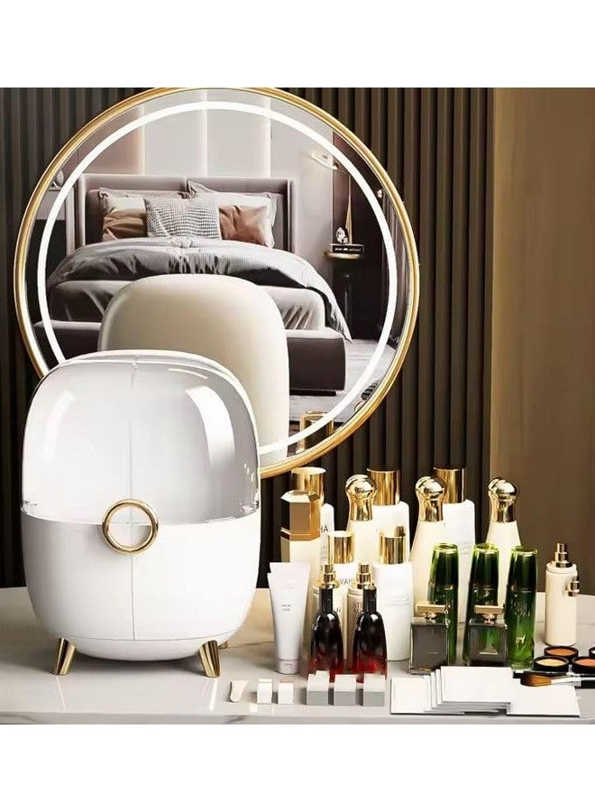 Crobat Creative Luxury Cosmetic Boxes Desktop Clear Makeup Organizer Dustproof Plastic Beauty Cosmetics Storage Box ivory - Image 3