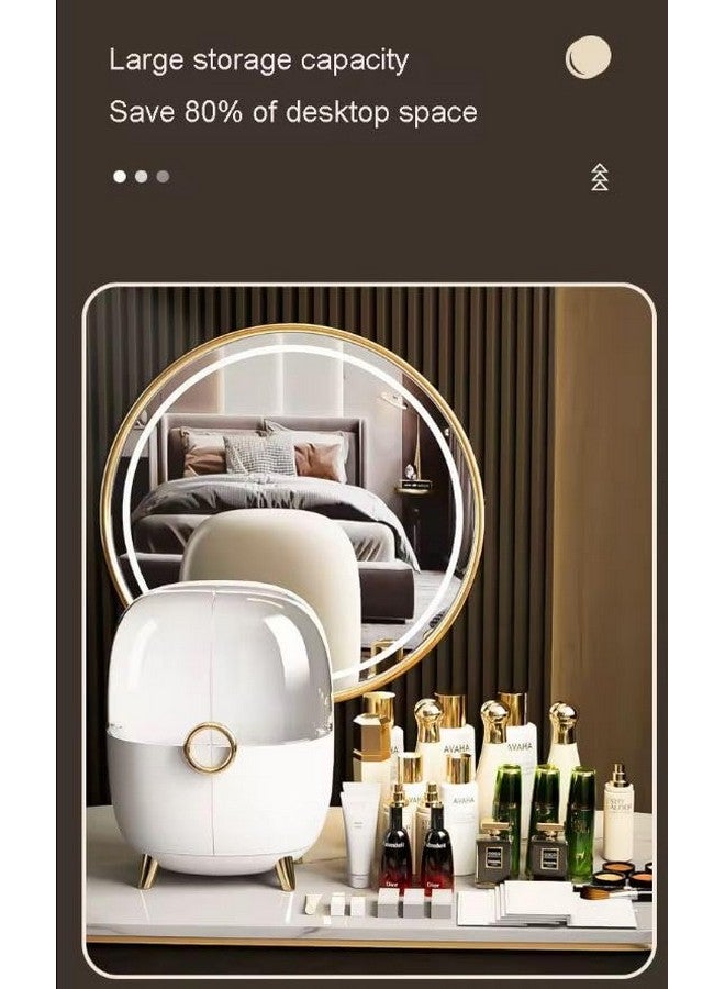 Crobat Creative Luxury Cosmetic Boxes Desktop Clear Makeup Organizer Dustproof Plastic Beauty Cosmetics Storage Box ivory - Image 5