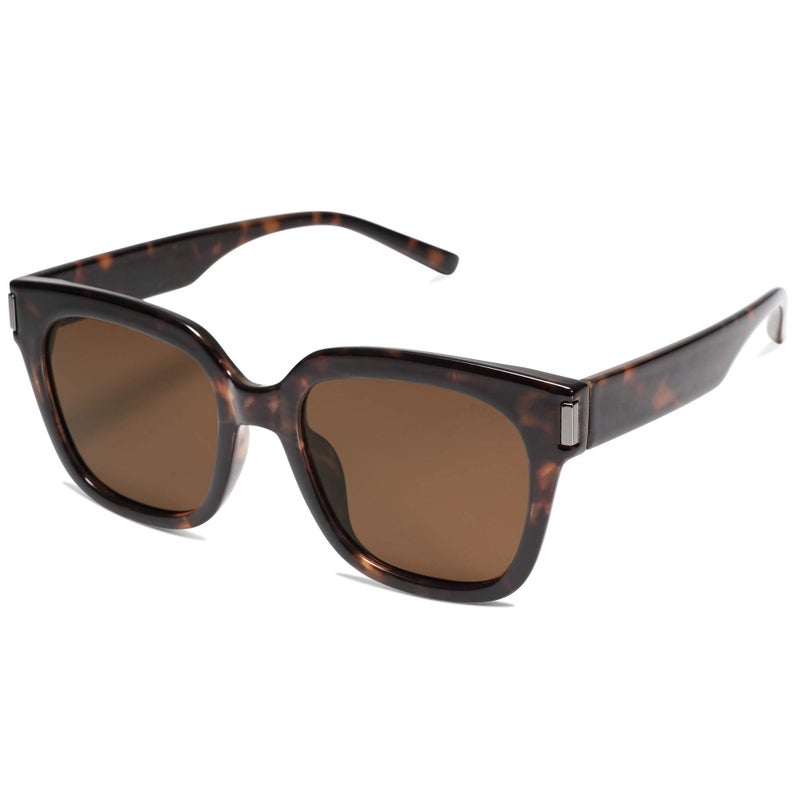 SOJOS Polarized Sunglasses for Women Men Trendy Square Glasses SJ2149,Dark Brown Tortoise/Brown - Image 1