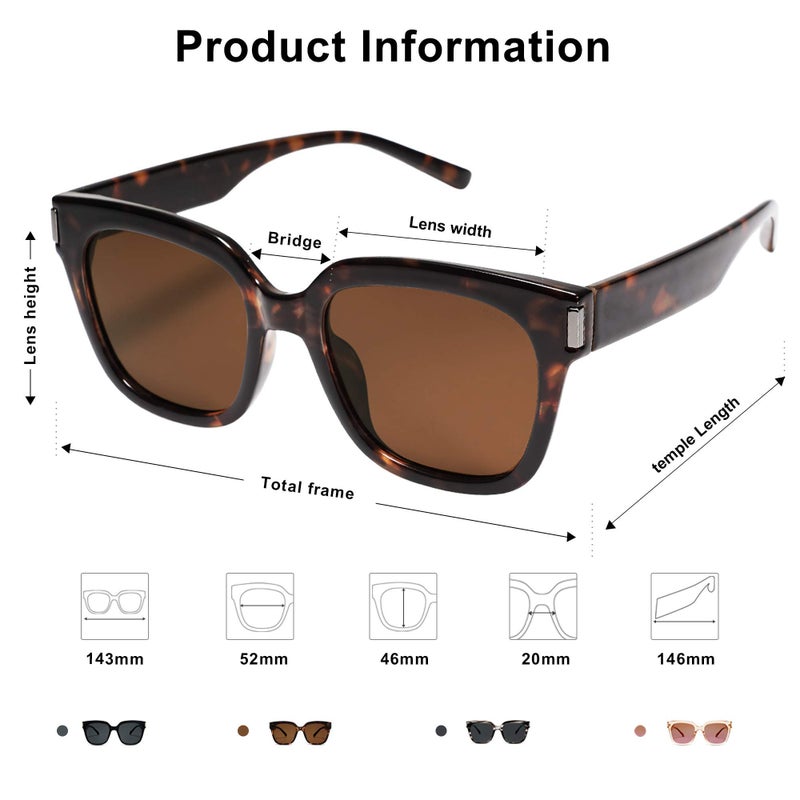 SOJOS Polarized Sunglasses for Women Men Trendy Square Glasses SJ2149,Dark Brown Tortoise/Brown - Image 5