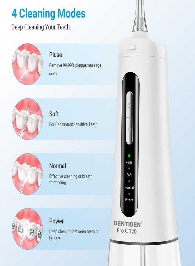 Dentiden Pro C 120 | Portable Dental Flosser with 4 Nozzles, IPX7 Waterproof | Cordless, Rechargeable, 300ml Tank, 4 Cleaning Modes, 120 PSI Pressure, 45 Days Usage | 4 Operating Modes | Oral Irrigator - Image 4