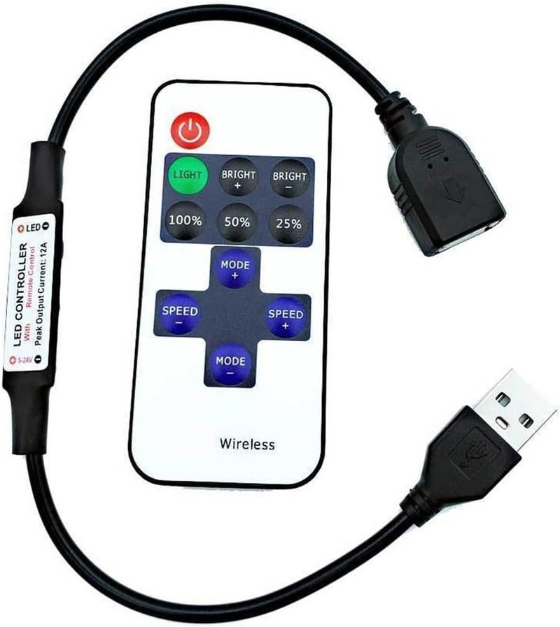 11-Key LED dimmer Monochrome Light Strip 5-24V Copper Wire Light Controller led Remote Control LED Controller(WM-RF010ARF11keymonochromedimmer-blackUSB)