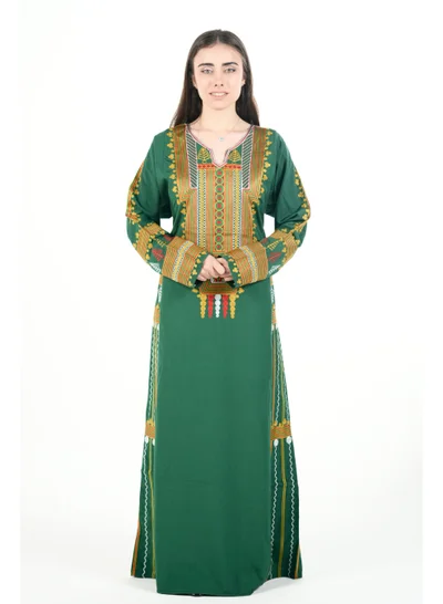 AL BENT AL SHARQIEH printed round neck jalabiya dress