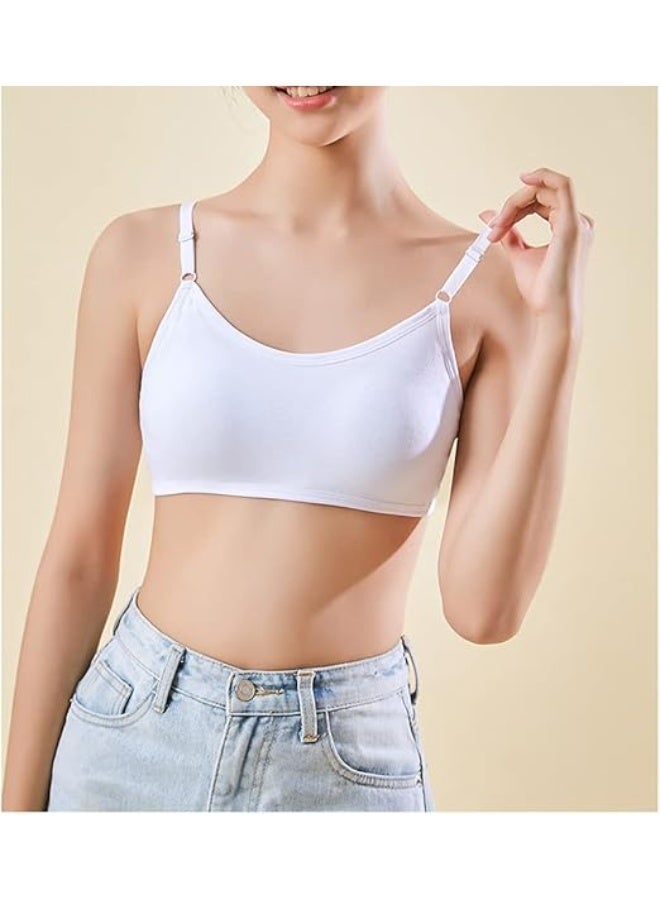 Teen Girls' Training Bra Seamless Cotton Cami Wireless Bras Elastic Thin Shoulder Straps, Pure Color 4 Pack, 9-12 - Image 2