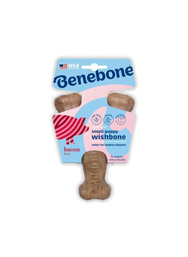 Benebone Small Puppy Wishbone Dog Chew Toy Bacon For Puppies - Image 1