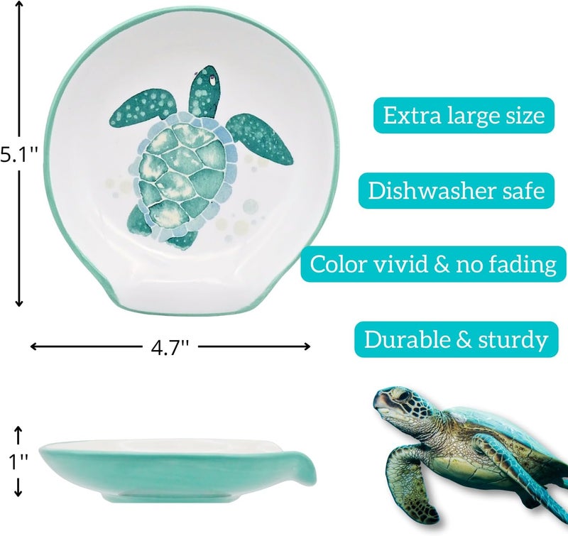 woobud Turtle Spoon Rest - Coastal Ocean Nautical Decor, Teal Kitchen Accessories, Turquoise Hawaiian Beach Themed Decor for Stove Top Counter, Cute Sea Turtle Christmas Gifts - Image 5