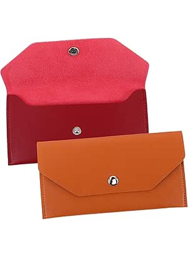 Leather Card Holder Wallet Pu Cash Envelope Travel Budget Binder 2pcs - Image 1