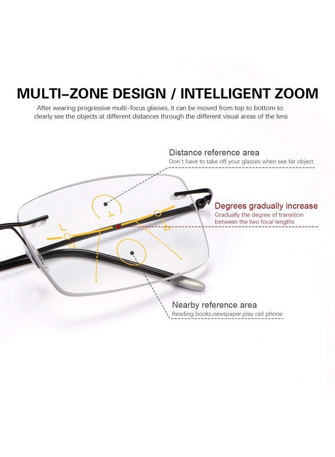 YIMI Rimless Progressive Multifocus Reading Glasses Photochromic Transition Sunglasses Sun Readers Blue Light Blocking Multifocal Computer Eyeglasses Anti Glare Uv400 Presbyopia Eyewear For Men Women 1.5 - Image 2