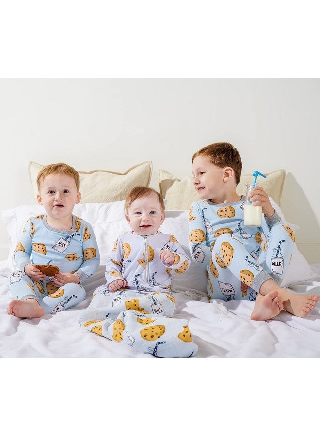 Mud Pie Muslin Swaddle, Milk and Cookies (Blue) - Image 3