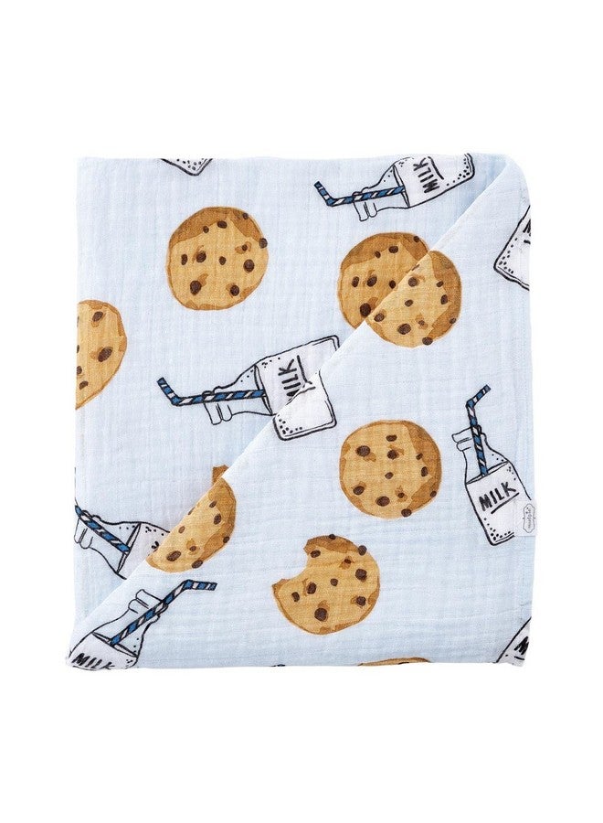 Mud Pie Muslin Swaddle, Milk and Cookies (Blue) - Image 1