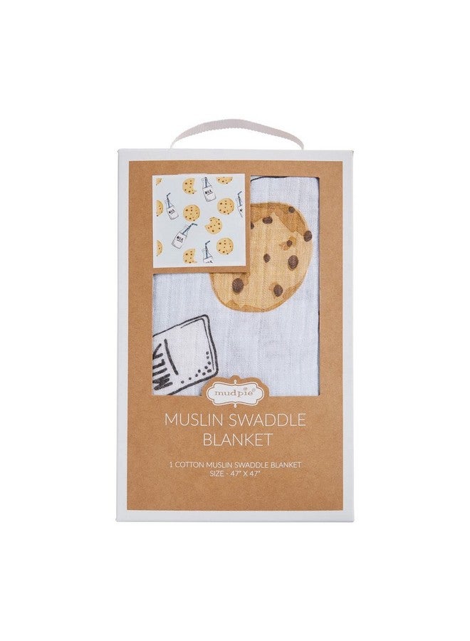 Mud Pie Muslin Swaddle, Milk and Cookies (Blue) - Image 4