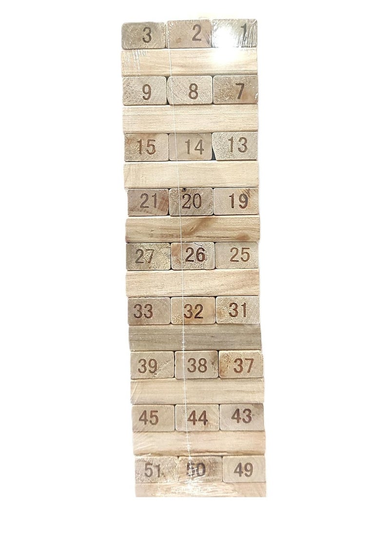 Game Building An Assembly Building Of Wooden Blocks Balance Tower Toy And Falling Challenge Educational Toys Made Of Classic And High-Quality Numbered Wood Wooden Building Tower Set Of 54 Pieces  - Image 2