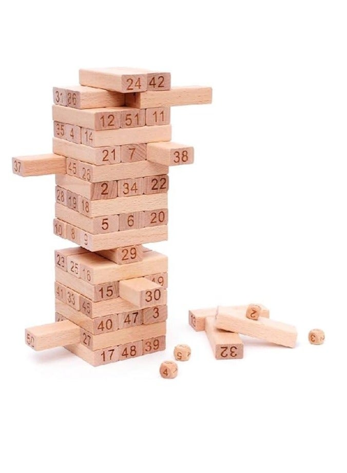Game Building An Assembly Building Of Wooden Blocks Balance Tower Toy And Falling Challenge Educational Toys Made Of Classic And High-Quality Numbered Wood Wooden Building Tower Set Of 54 Pieces  - Image 4