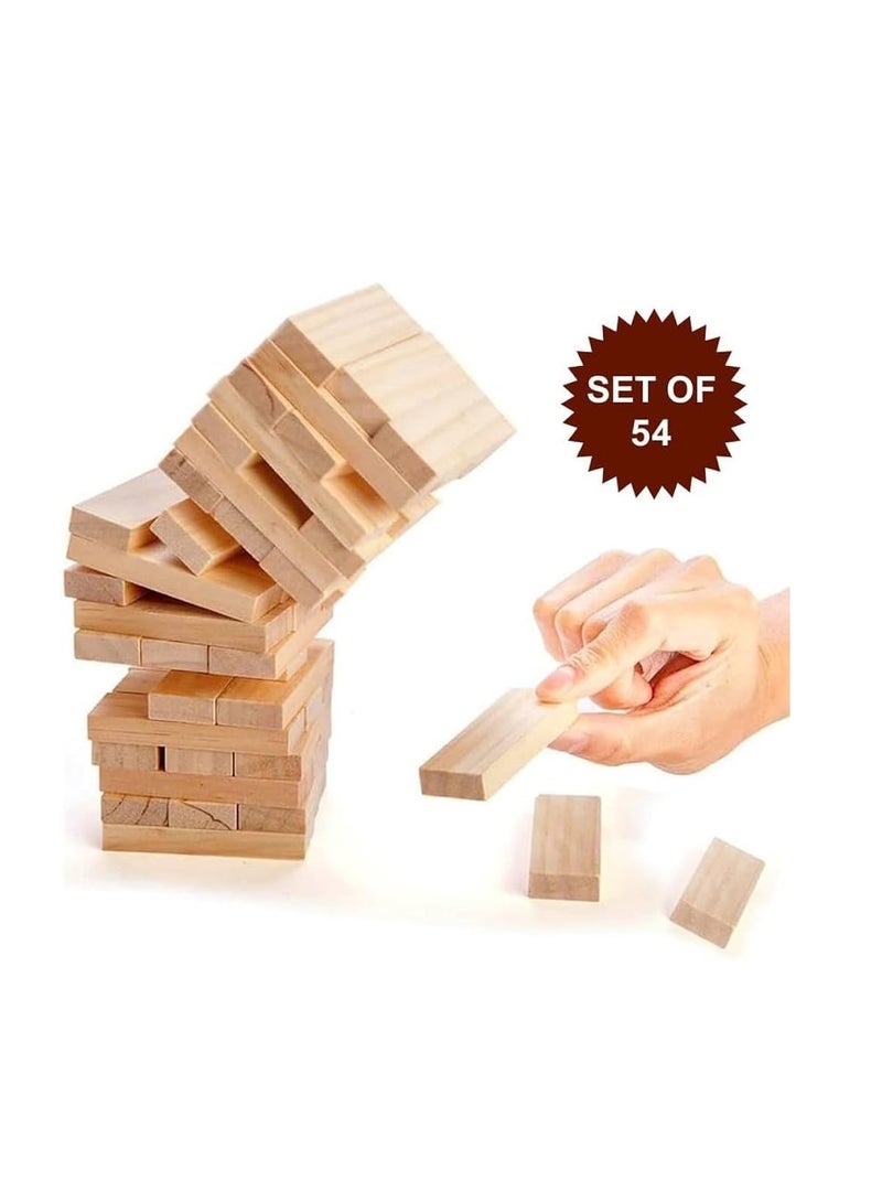 Game Building An Assembly Building Of Wooden Blocks Balance Tower Toy And Falling Challenge Educational Toys Made Of Classic And High-Quality Numbered Wood Wooden Building Tower Set Of 54 Pieces  - Image 5
