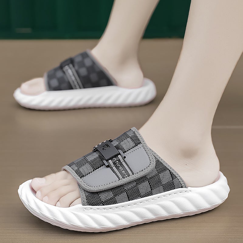2024 Sandals Men'S Plaid Beach Shoes Sandals Outdoor Casual Trendy Versatile Slippers Vietnam Men'S Shoes - Image 3