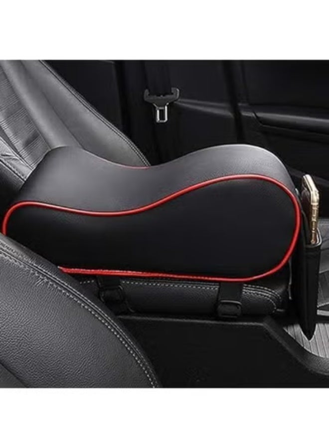 Memory Foam Car Armrest Cushion with Premium Leather Cover - Ergonomic Arm Rest Pad with Built-in Phone Holder - Universal Fit for Most Vehicles (Black) - Image 2