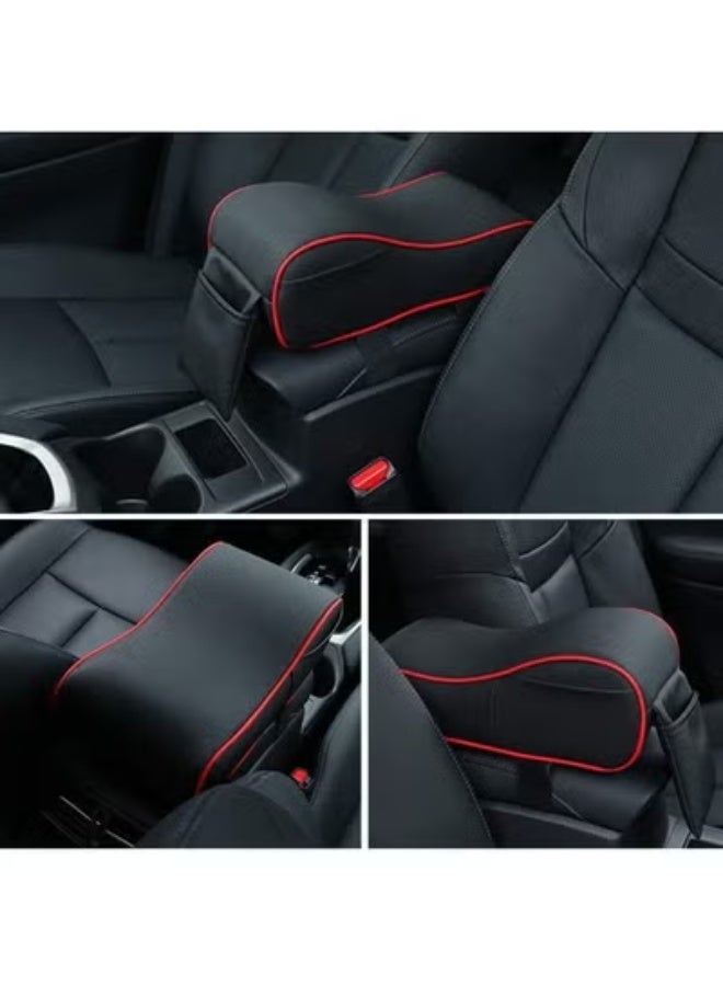 Memory Foam Car Armrest Cushion with Premium Leather Cover - Ergonomic Arm Rest Pad with Built-in Phone Holder - Universal Fit for Most Vehicles (Black) - Image 4