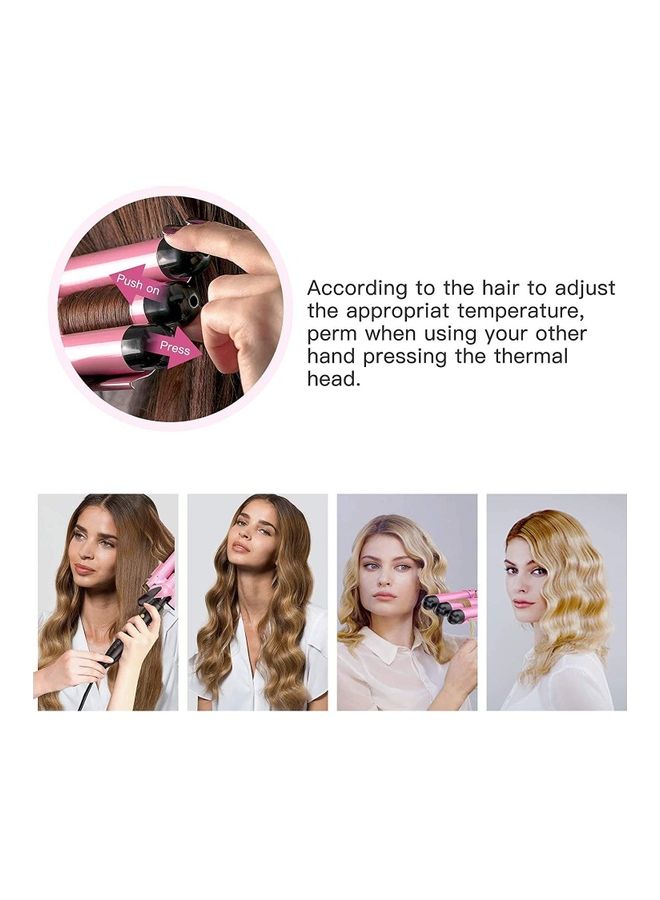 NIBEMINENT 3 Barrel Hair Curler With Gloves Pink/Black - Image 5