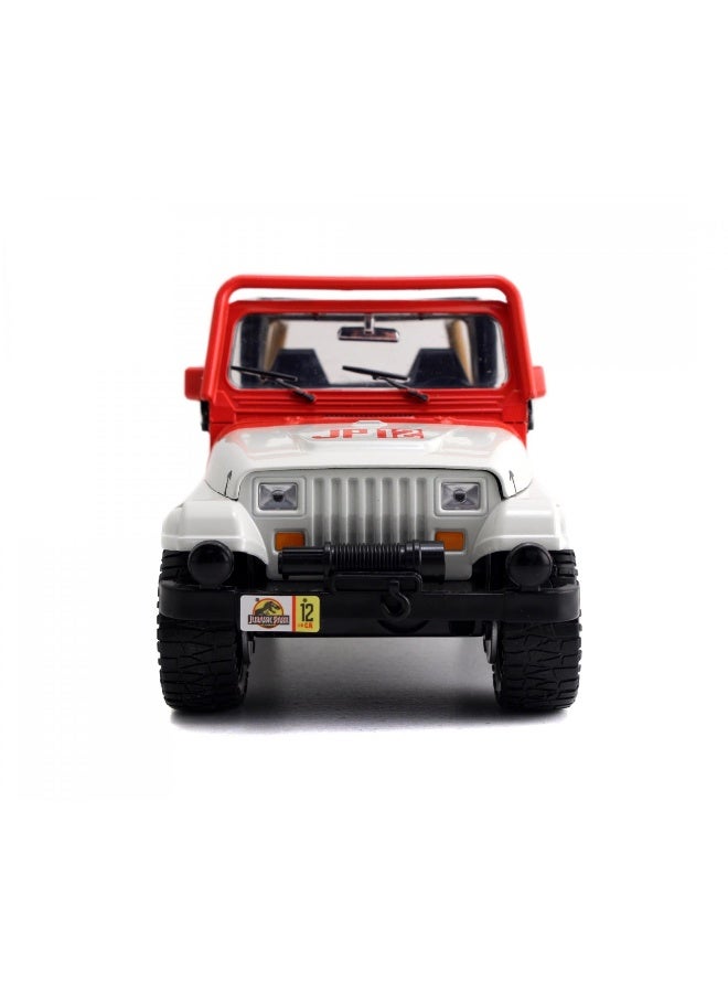 JADA Jurassic World 1992 Jeep Wrangler Die-Cast Car (1:24, Red/White)  - Image 2