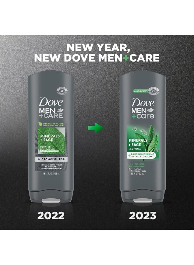 دوف من+كير غسول الجسم والوجه من دوف للرجال، غسول الجسم بالمعادن المنعشة والمريمية، مع تقنية الترطيب الدقيق المغذي لمدة 24 ساعة، 532 مل - Image 3