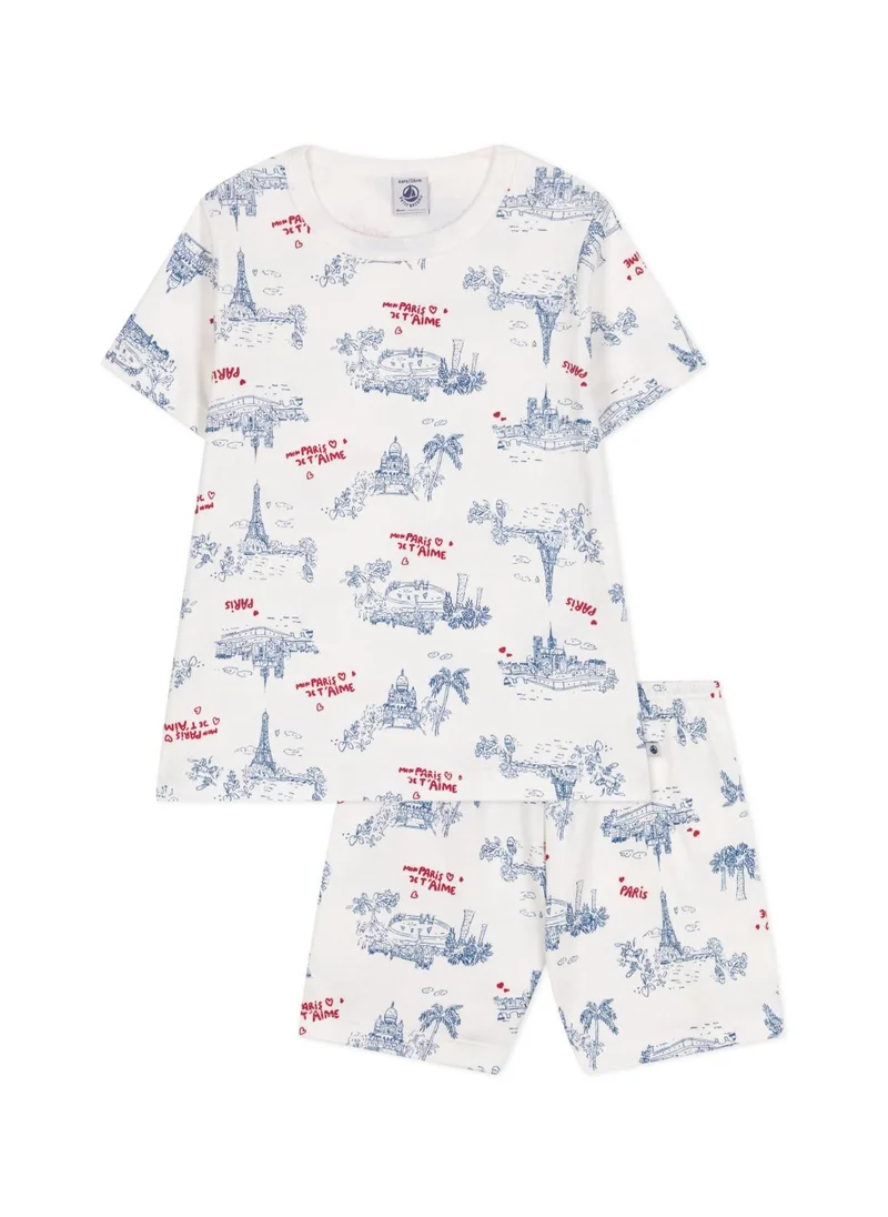 Petit Bateau Children's short Paris print cotton pyjamas