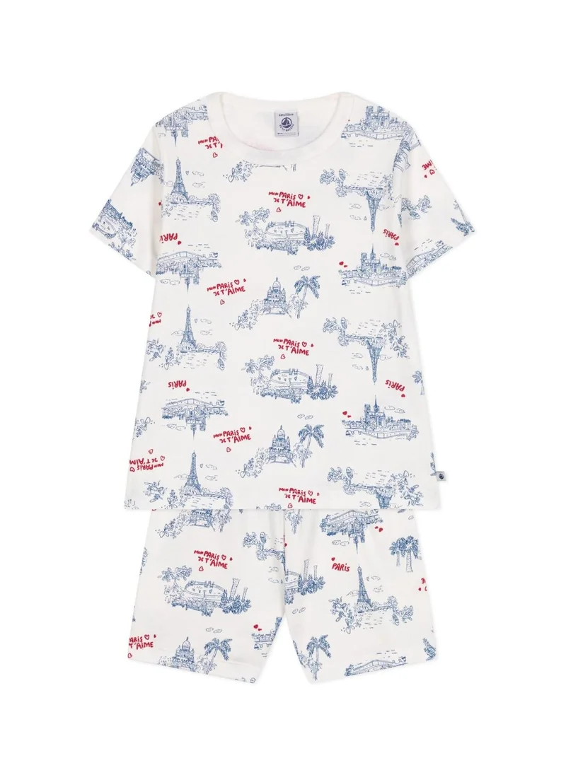 Petit Bateau Children's short Paris print cotton pyjamas