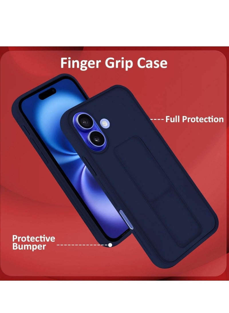 JAJEEK iPhone 16 Plus Blue Magnetic Car Mount Case – Premium Silicone with Multi-Stand Kickstand & Hand Strap - Image 2